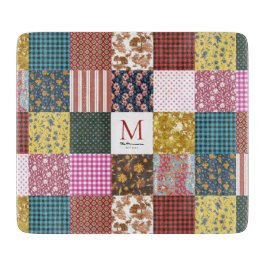 Rustige  patchwork Quilt Pattern Monogram Snijplank
