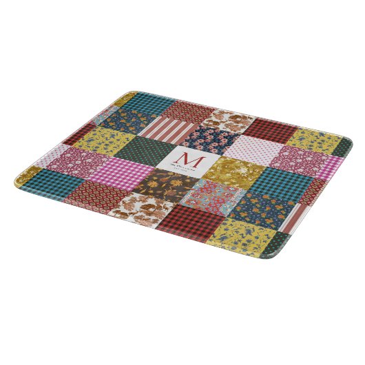 Rustige  patchwork Quilt Pattern Monogram Snijplank (Hoek)