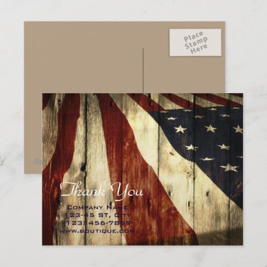 Rustige Patriottische Amerikaanse Wooden Construct Briefkaart (Voorkant / Achterkant)