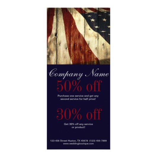 Rustige Patriottische Amerikaanse Wooden Construct Reclamekaart (Voorkant)