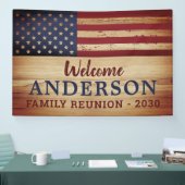 Rustige Patriottische familie - Amerikaanse vlag Spandoek (Beurs)