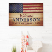 Rustige Patriottische familie - Amerikaanse vlag Spandoek (Insitu)