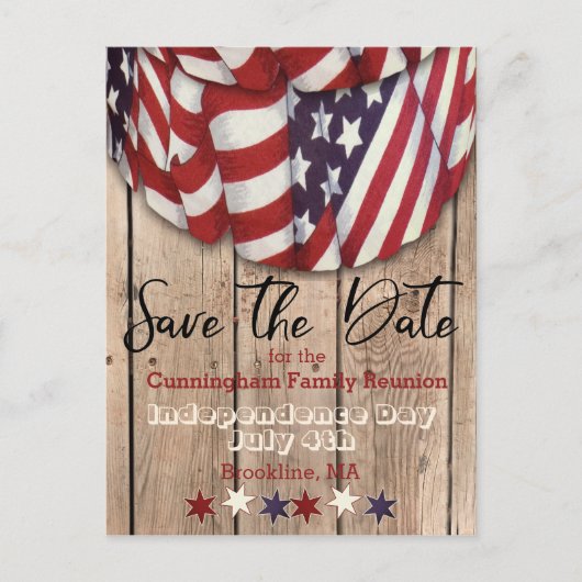 Rustige patriottische gezinshereniging sparen de d aankondigingskaart (Voorkant)