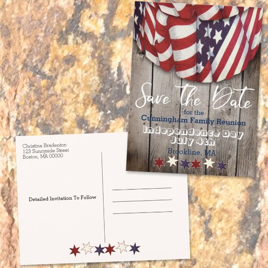 Rustige patriottische gezinshereniging sparen de d aankondigingskaart