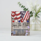 Rustige patriottische gezinshereniging sparen de d aankondigingskaart (Staand voorkant)
