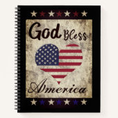 Rustige Patriottische God zegene Amerika Heart Fla Notitieboek (Voorkant)