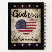Rustige Patriottische God zegene Amerika Heart Fla Notitieboek (Achterkant)