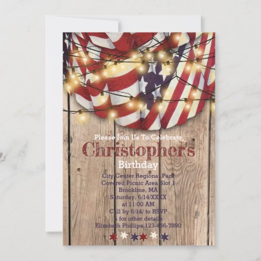 Rustige Patriottische Red White Blue Birthday Kaart (Voorkant)