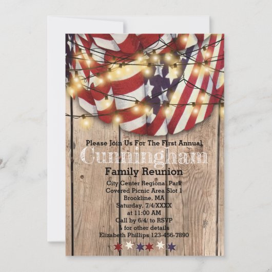 Rustige Patriottische Red White Blue Family Reunio Kaart (Voorkant)