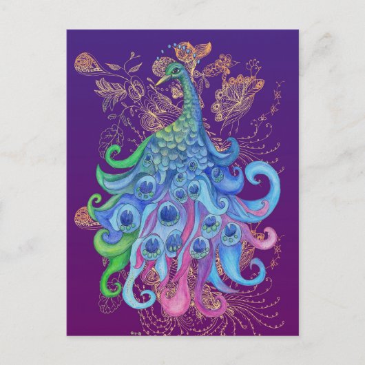 Rustige Pauw Vakantie Groeten Kaarten Feestdagenkaart (Voorkant)