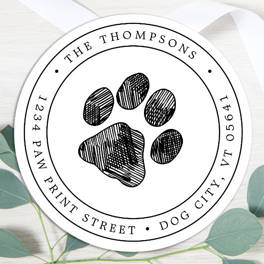 Rustige Paw Print Simple Return Address Label