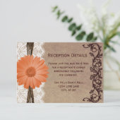 Rustige peach Daisy Flower Wedding Reception Kaart (Staand voorkant)