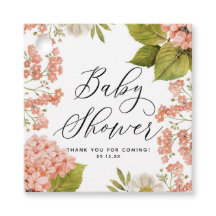 Rustige Peach Waterverf Hydrangeas Baby shower