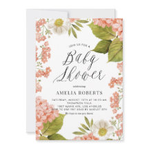 Rustige Peach Waterverf Hydrangeas Baby shower