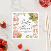 Rustige Peach Waterverf Hydrangeas Baby shower Servet (Insitu)