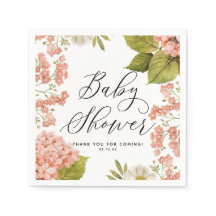 Rustige Peach Waterverf Hydrangeas Baby shower