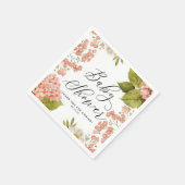 Rustige Peach Waterverf Hydrangeas Baby shower Servet (Hoek)