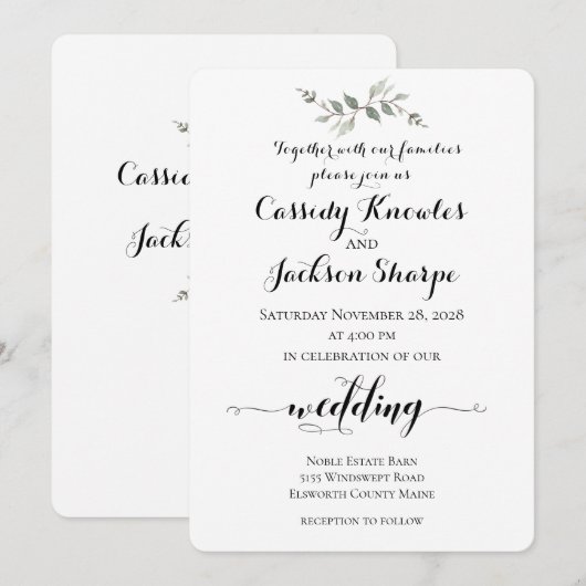 Rustige Pen en inktkalligrafie Kaart (Voorkant / Achterkant)