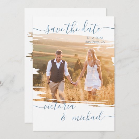 Rustige penseeltfoto Weddenschap opslaan datum Kaart (Voorkant / Achterkant)