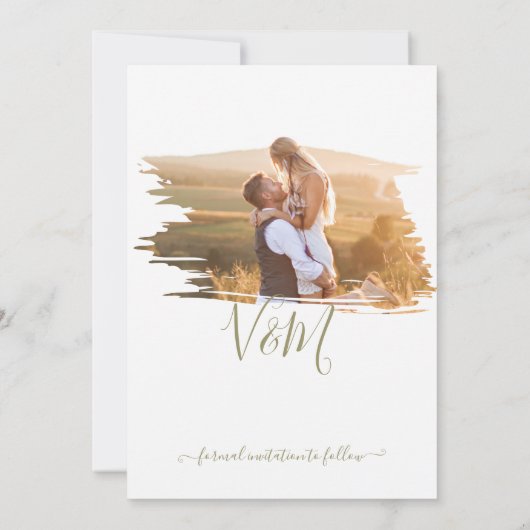 Rustige penseeltfoto Weddenschap opslaan datum Kaart (Achterkant)