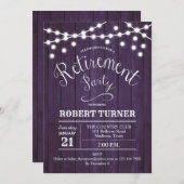 Rustige Pensioenpartij - Paars Houtpatroon Kaart (Voorkant / Achterkant)