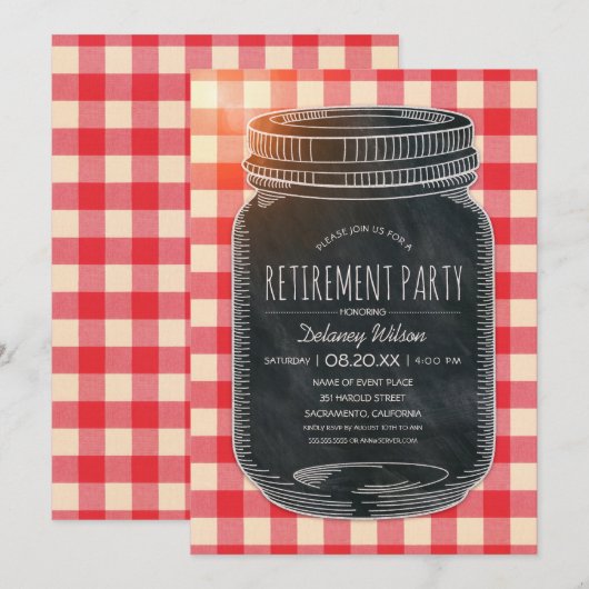 Rustige Pensioenpartij Picnic Mason Jar Kaart (Voorkant / Achterkant)