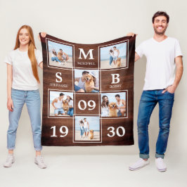 Rustige persoonlijke monogram koppels Foto collage Fleece Deken