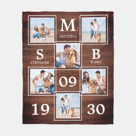 Rustige persoonlijke monogram koppels Foto collage Fleece Deken (Voorkant)