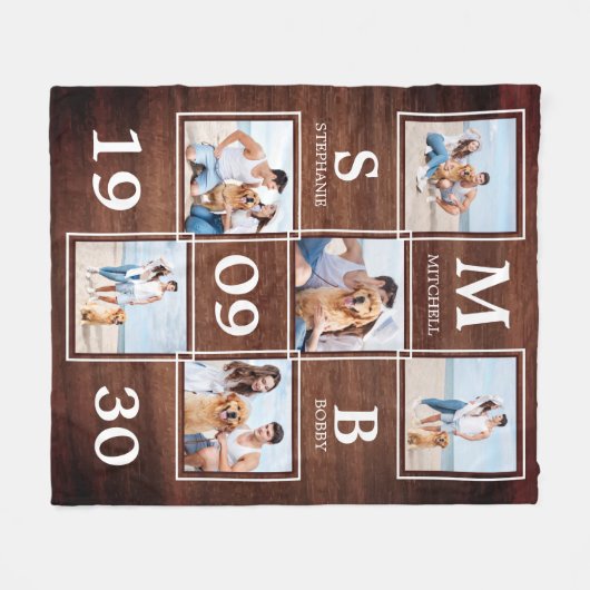 Rustige persoonlijke monogram koppels Foto collage Fleece Deken (Voorkant (Horizontaal))
