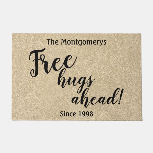 Rustige persoonlijke naam Vrije hugs vóór Welkom Deurmat (Voorkant)