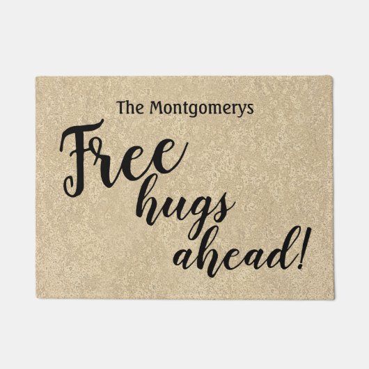 Rustige persoonlijke naam Vrije hugs vóór Welkom Deurmat (Voorkant)