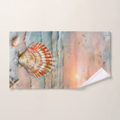 Rustige perzik- en oranje schelp waterverf bad handdoek (Handdoek)