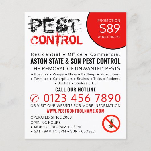Rustige Pest Control Adverteren Flyer (Voorkant)