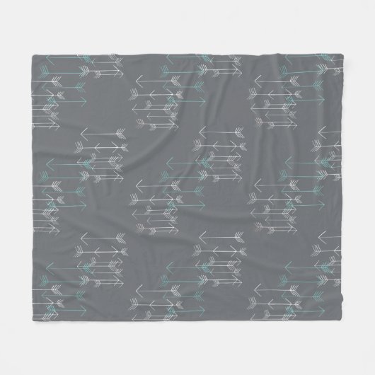 Rustige pijlen grijze Aqua White Fleece Blanket (Voorkant (Horizontaal))