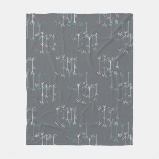 Rustige pijlen grijze Aqua White Fleece Blanket Deken (Voorkant)