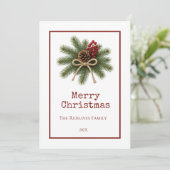 Rustige Pijnappel & Groene Kerstmis Feestdagenkaart (Staand voorkant)