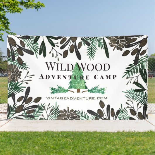 Rustige pijnbomen en filialen spandoek (Buitenkant)