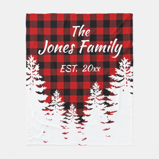 Rustige pijnbomen rode zwarte buffelvlek fleece deken (Voorkant)