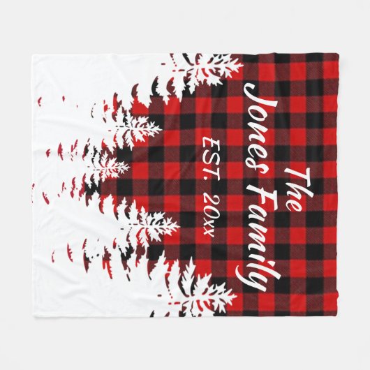 Rustige pijnbomen rode zwarte buffelvlek fleece deken (Voorkant (Horizontaal))