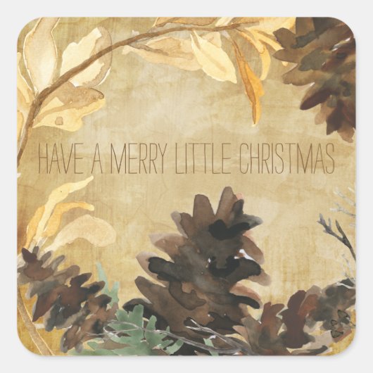 Rustige pijnbomen vierkante sticker (Voorkant)