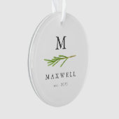 Rustige pine-boombladeren Monogram kerstmis Ornament (voorkant)