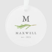 Rustige pine-boombladeren Monogram kerstmis Ornament (voorkant)