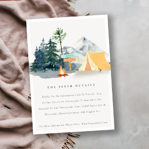 Rustige pine Bossen Camping Mountain Wedding Detai Informatiekaartje