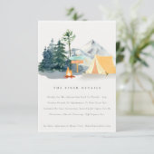 Rustige pine Bossen Camping Mountain Wedding Detai Informatiekaartje (Staand voorkant)