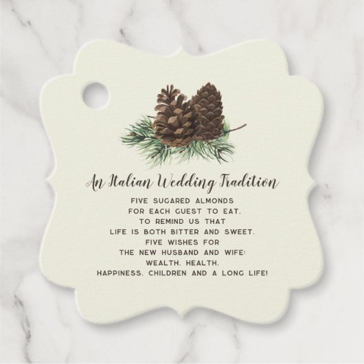 Rustige Pine cone Weddenschap Bedankjes Labels (Voorkant)