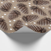 Rustige Pine Cones Burlap Witte Stippen Cadeaupapier (Hoek)