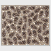Rustige Pine Cones Burlap Witte Stippen Cadeaupapier (Vlak)