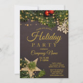 Rustige Pine Corporate Gold Holiday kerstparty Kaart (Voorkant)