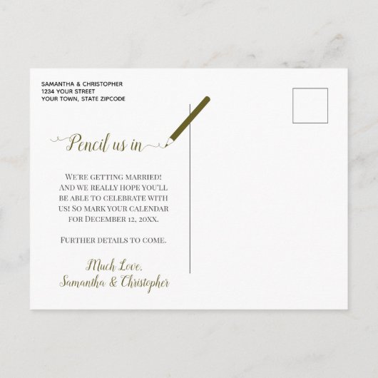 Rustige pine & Eucalyptus White Save the Date Phot Aankondigingskaart (Achterkant)