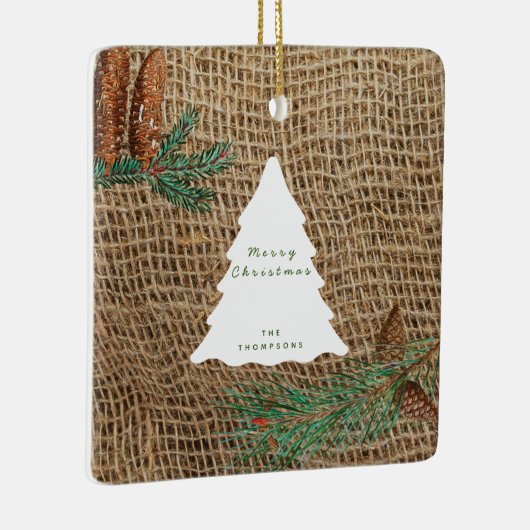 Rustige Pine Forest-kerstboom Keramisch Ornament (Rechts)